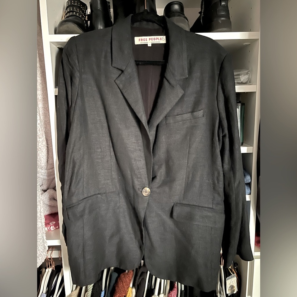 NWT Free People Oversized Blazer Womens Large Black